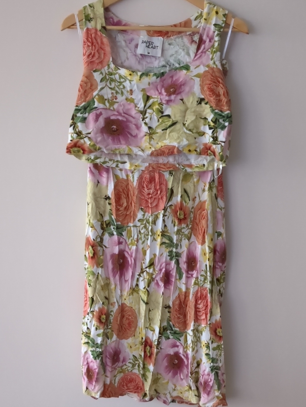 Anthropologie Paper Heart Floral Set Maxi Skirt Top Linen Blend Vacay Beach Boho